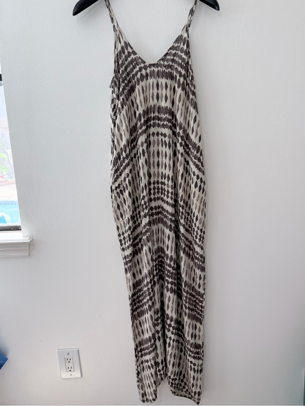 The Impeccable Pig Maxi Dress Small Geometric Print Boho Spaghetti Strap